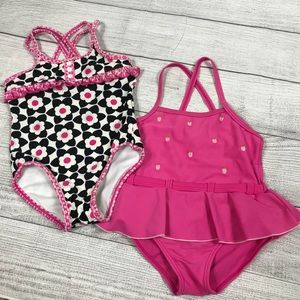 Two 1 Piece Girls Swimsuits Size 2T